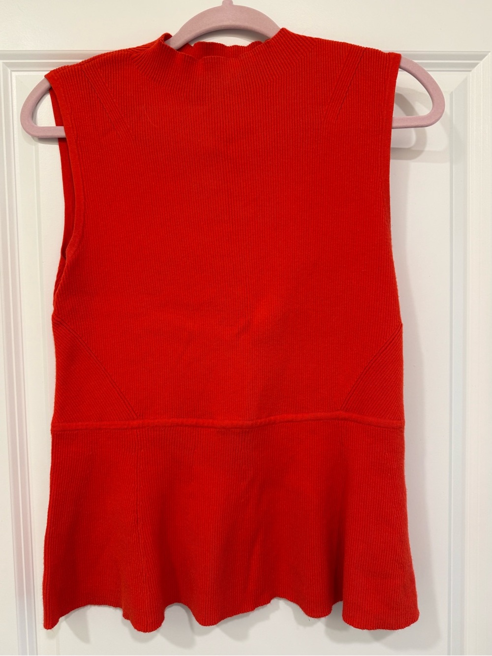 Talbots ladies L Bright Red Sleeveless Knit Peplum sweater